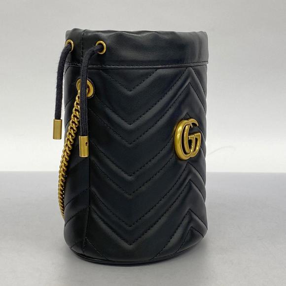 Gucci Shoulder Bag GG Marmont 575163 Leather Black Women's - Picture 2 of 9